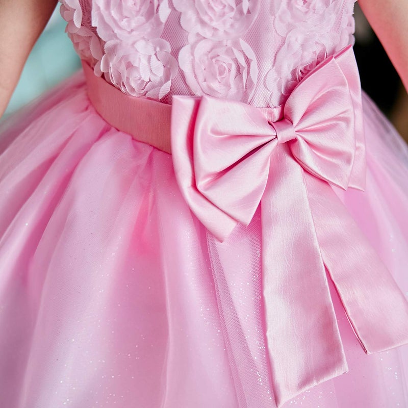 NNJXD Girl Sleeveless Lace 3D Flower Tutu Holiday Princess Dresses Size 5-6 Years Pink - Image 5